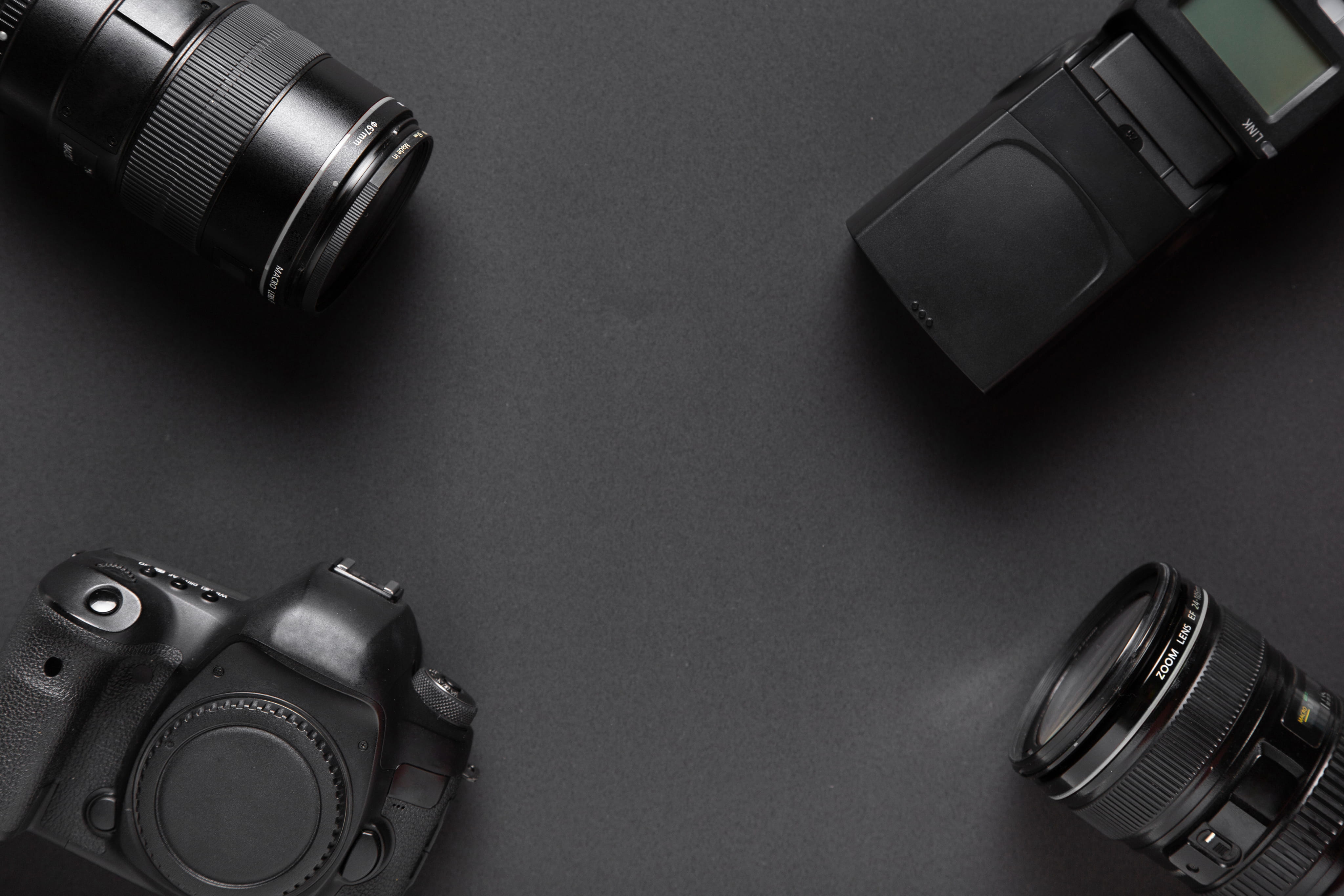 Professional Camera Equipment Lens and Light Media Studio